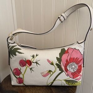 Vera Bradley Roxbury Crescent Floral White and Pink Women's Bag